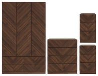 GFW Catania 4 Piece 3 Door Wardrobe Set - Walnut Effect