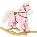 Rocking Horse Ride on Music Sound Tail Wag Plush 3-6 Years Pink White HOMCOM