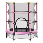 HOMCOM 4.6FT Kids Trampoline with Safety Enclosure, Indoor Outdoor - Pink