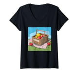 Womens Cool Picnic blanket with basket for Fruits and Picnic Fans V-Neck T-Shirt