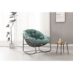 Fauteuil à bascule, extra large en forme d'œuf en osier avec coussin doux et épais, style salon moderne pour balcon, porche, jardin, cour, terrasse –