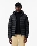 Lacoste Mens Hooded Puffer Jacket - Black - Size Large