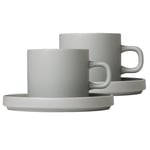 blomus Pilar kaffekopp med fat 2-stk. Mirage grey