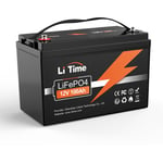 Litime - Batterie Lithium LiFePO4 12V 100Ah 100A bms 1280Wh Stockage avec Panneau solaire, Parfaite pour Camping-Car, Bateau Batterie - 1Pcs