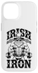 Coque pour iPhone 14 Irlandais Iron Funny St Patrick Day Leprechaun Gym Fitness