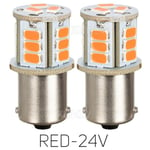 (-Punainen 24V) 2 x punainen / valkoinen 24v LED BA15s 246 R10W SMD rekisterikilpi sisäpolttimot kuorma-autojen kupolikartta valot sivumerkit päiväajopolttimot