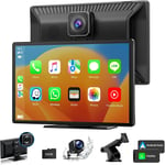 Ecran A-Pple Carplay Voiture Android Auto Sans Fil Ave 2.5K Dashcam Voiture Avant Et Arrière, Portable Autoradio Car Play Avec Écran Tactile 9 Pouces, Airplay, Gps, Fm, Siri, G-Oog[VID065010]