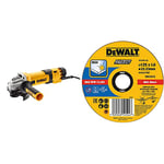 DEWALT Meuleuse d'Angle 1500 watts, 125 mm avec électronique de Vitesse, avec Démarrage Progressif et Protection Contre la Tension nulle, DWE4257-QS + DEWALT Disque à Tronçonner, Jaune DT43902-QZ