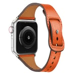 Bracelet en Cuir pour Apple Watch Ultra 49mm 45mm 44mm 42mm,Bracelet de Remplacement en Cuir Souple Vintage,Bracelet de Sport Imperméable pour iwatch Ultra 2/Ultra Series 9 8 7 6 5 4 3 2 1 SEOrange