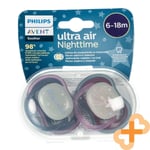 PHILIPS AVENT Sucette En Silicone 6-18 Mois Ultra Air Nuit SCF376/14 2 Pcs.