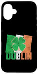 iPhone 16 Plus Shamrock Clover On Vintage Irish Flag Dublin Ireland Pride Case