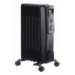 1.5Kw 7 Fin Black Slimline Oil Filled Radiator Heater Warmer