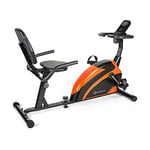 KLAR FIT Klarfit Relaxbike 6.0 SE - Vélo couché, Cardiobike, Vélo d'appartement Semi-allongé, Masse du Volant: 12 kg, Résistance magnétique à 8 Niveaux, Support de Tablette, SilentBelt Drive, Orange