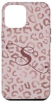 Coque pour iPhone 12 Pro Max Letter S Initial Leopard Rose Pink Cheetah Monogram