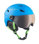 BLACK CREVICE casque ski Silvretta I casque ski avec visière style pilote I différentes couleurs I casque ski hommes & femmes I casque en polycarbonate I casque respirant I taille réglable (L, Bleu/Vert)