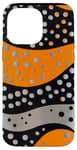 Coque pour iPhone 14 Pro Max Orange Pop Art Polka Dots Noir et Gris Abstrait Tourbillon Ondulé