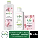 Simple Kind to Skin bundle of Micellar Water, Moisturiser & Mask, Gift for Her