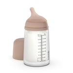 Suavinex, Biberon Anti Colique Zero Zero, avec Tétine Débit Moyen (M) en Silicone, pour Bébés +3 Mois, Idéal pour l'Allaitement Mixte, Tétine Imitant le Sein, Lait Maternel et Poudre, 270 ml, Medium