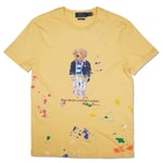 POLO RALPH LAUREN Bear Print Paint Splat Yellow T-Shirt Size S RRP 90