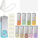 Cle Usb 4Go Lot De 10 Usb 2.0 Clé Usb Flash Drive Rotative Clef Usb Morandi Couleur Mixte 4 Go Mémoire Stick Métal Flash Drive Avec Cordes Et Un Autocollant Vierge[Q834]