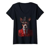 Womens Australian Cattle Dog Suit V-Neck T-Shirt