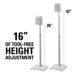 2 x SANUS WSSA2 White Adjustable Floor Stand For Sonos ONE SL Play 1, 3 speakers