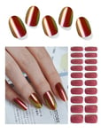 Wahrshei Vernis Autocollant UV | Rouge Chrome Autocollant Ongle Gel UV | 20pcs Film pour Ongles Autoadhésif | Gel Nail Stickers, Autocollants et Pochoirs Pour Nail Art