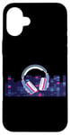 Coque pour iPhone 16 Plus Casque pour artistes, DJ, contrôle audio LED clignotant