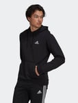 Mens Adidas Fleece Hoodie Black White UK Size Medium Feel Cozy Hooded RRP £50