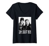 Womens Jay & Silent Bob Close Up Black & White Portrait V-Neck T-Shirt