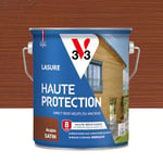 V33 Lasure Bois extérieur Acajou satin - Haute Protection 8 ans - Haute résistance hydrofuge et anti-UV - Résiste aux variations du bois - Ecolabel, résine d'origine végétale - 2,5L