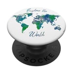 Carte du monde Voyage Explore the World PopSockets PopGrip Adhésif