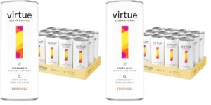 Virtue Yerba Mate - Natural Energy Drink - Sugar Free, Zero Calories, Vegan, Keto Friendly, Gluten Free - 12 x 250ml (Tropical) (Pack of 2)