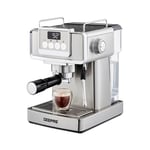 GEEPAS Espresso Coffee Machine with Milk Frother, 20 Bar Pressure | 1.8L Detachable Water Tank, Stainless Steel Housing | 1465W, Grey