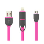 2 in 1 USB Data Sync Charging Cable Micro to iPhone 5 5C 5S 6 Android Samsung LG