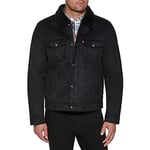 Levi's Men's Leather Classic Trucker Jacket, Black Faux Shearling, M