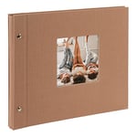 goldbuch Bella Vista 26 819 Screw Album Hazelnut, Photo Book 30 x 25 x 2 cm, Photo Album 40 White Pages, Picture Album Cover Linen, Photo Album with Window Cut-Out, Photo Book Hazelnut Brown