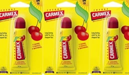 Carmex Moisturising Lip Balm Tube Cherry 3x10g