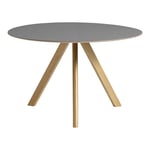 HAY - CPH20 2.0 Table Lacquered Oak Frame Ø120 X H74 Grey Linoleum Tabletop Lacquered Edge - Matbord - Ronan & Erwan Bouroullec - Grå - Trä