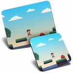 Mouse Mat & Coaster Set - Gamer Boy Retro Platform Game  #14800