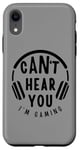 Coque pour iPhone XR Citation amusante Can't Hear You I'm Gaming Headphones