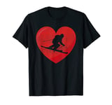 Heart Lover Skiing Gift Valentines Day For Men Women T-Shirt