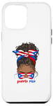 Coque pour iPhone 15 Pro Max Drapeau noir afro portoricain fille femme fille porto rico pr