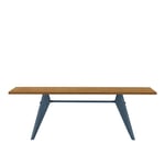 Vitra - EM Table 220, Base Prouvé Bleu Dynastie - Natural Solid Oak - Matbord