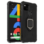 Google Pixel 4A Hybrid Shockproof Case with Metallic Ring Stand Black