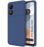 Tumundosmartphone Coque en Silicone Liquide Ultra Douce pour Zte Blade A34 4G Couleur Bleu foncé