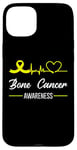 Coque pour iPhone 15 Plus Ruban jaune pour sensibilisation au cancer des os HeartBeat Love In July