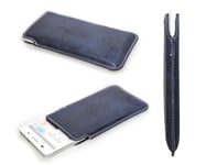 caseroxx Business-Line Poche pour Huawei Ascend P6 en bleu fait de Cuir artifici