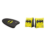 Zoggs Kids' DC Super Heroes Batman Swimming Kickboard Float, Black/Yellow, 3-12 Years & Kids' DC Super Heroes Inflatable Swimming Armbands, Batman, Wonder Woman, Superman, Black/Yellow, 2-6 Years