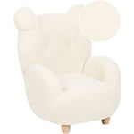 Fauteuil pour Enfant en Forme d'Ours à Fourrure Synthétique Blanche et Bois Melbu